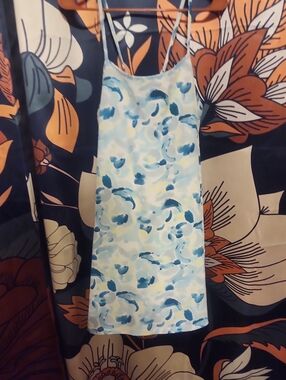 ZELOS White Top with Blue Floral Trim